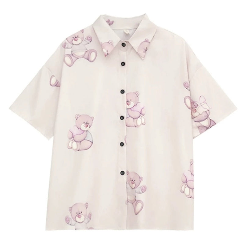 Kawaii baby bear blouse button up shirt kitsch vintage