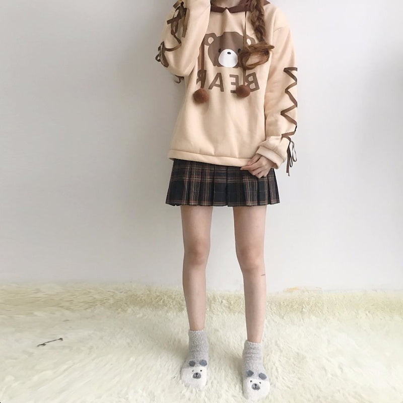 Baby bear corset hoodie - baby bear - brown - crewneck sweater - hoodie