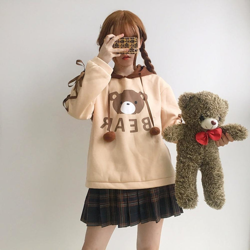 Baby bear corset hoodie - baby bear - brown - crewneck sweater - hoodie