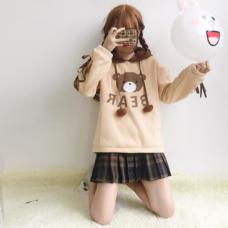 Baby bear corset hoodie - baby bear - brown - crewneck sweater - hoodie