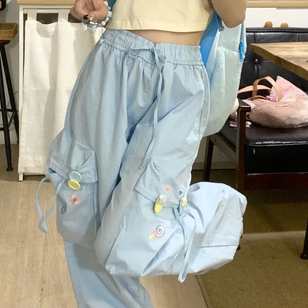 Baby blue kawaii cargo pants - 1990s - 90s - cargo pants - cargos - grunge