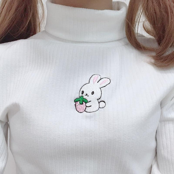 Baby bun turtleneck - baby bun - bunnies - bunny - little - strawberries