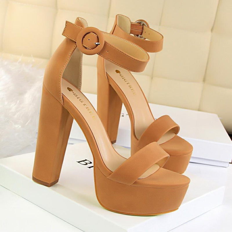 Kawaii baby doll high heels square block heel