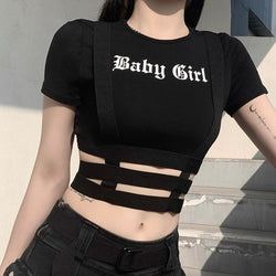 Short Sleeve Forever 21 Belly Shirts Baby Girl Suspender Crop Top