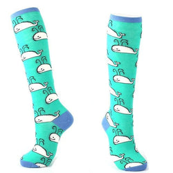 Baby whale knee highs - blue socks - knee high - length - sockies