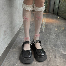 Babydoll bow lace socks - fishnets - kawaii - lolita - socks - stockings