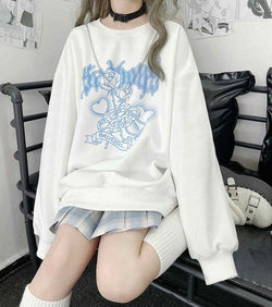 Bad girl white sweater - fairy kei - kawaii - long sleeve - pastel - plus size