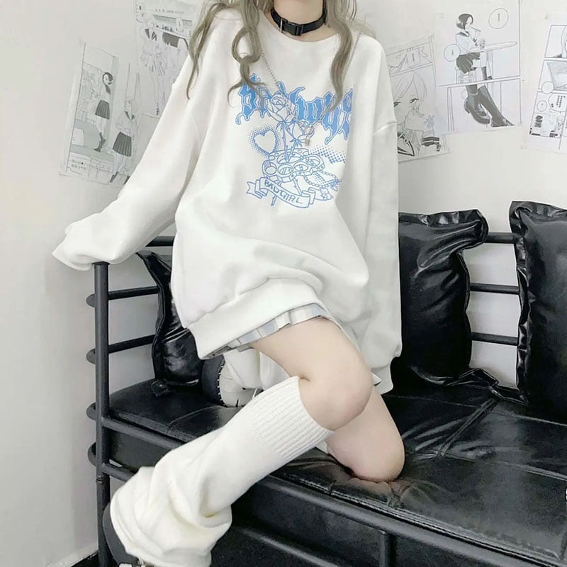 Bad girl white sweater - fairy kei - kawaii - long sleeve - pastel - plus size