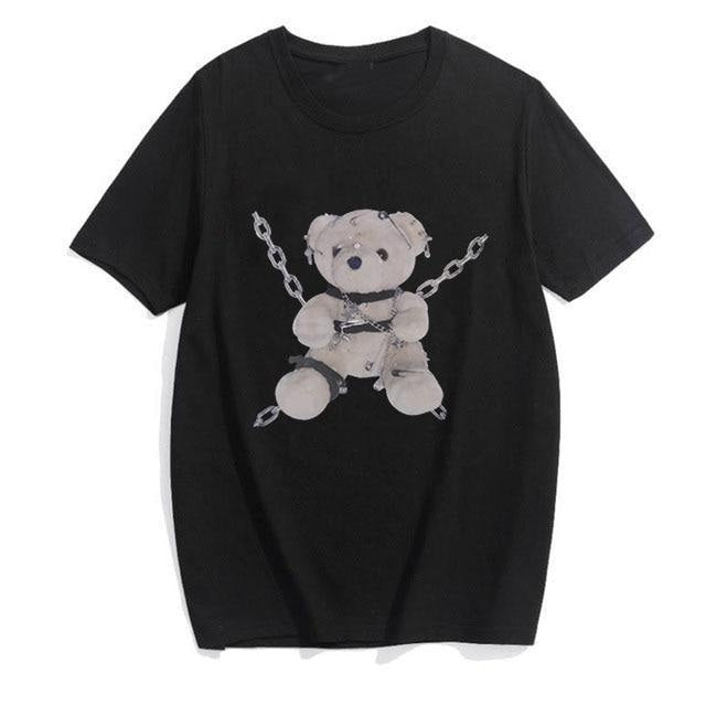 Baddie chained bear tee - bear - dark - goth - gothic - shirt