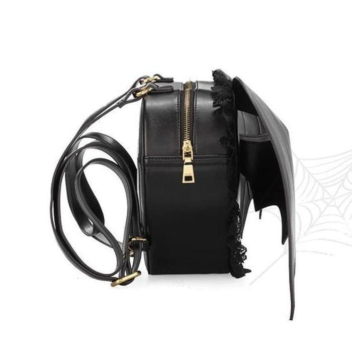 batty babe faux leather backpack Bat Swing Backpack Womens Leather Backpack Satchel School Bag for Women Girls (Black)