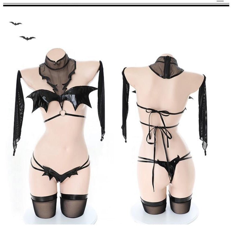 Bat wing lingerie set - bat wing - bats - batty - bikini - goth