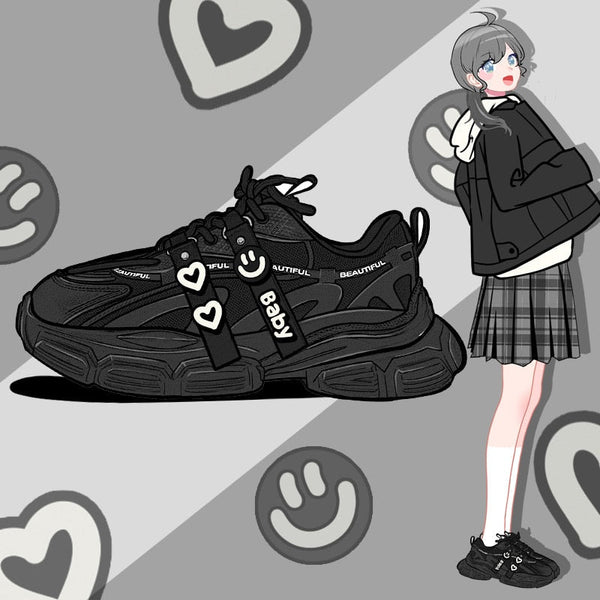 Beautiful baby gothic wedge sneakers - footwear - goth - kawaii - shoes