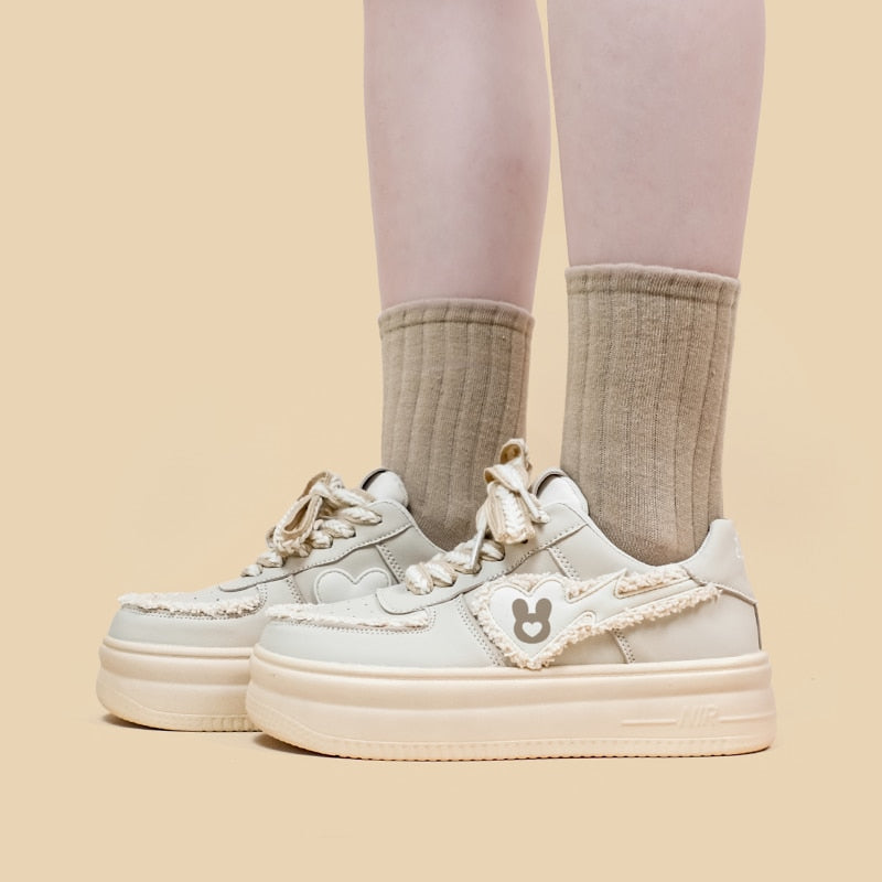 Beige bunny wedge sneakers - bunny - footwear - kawaii - new - shoes