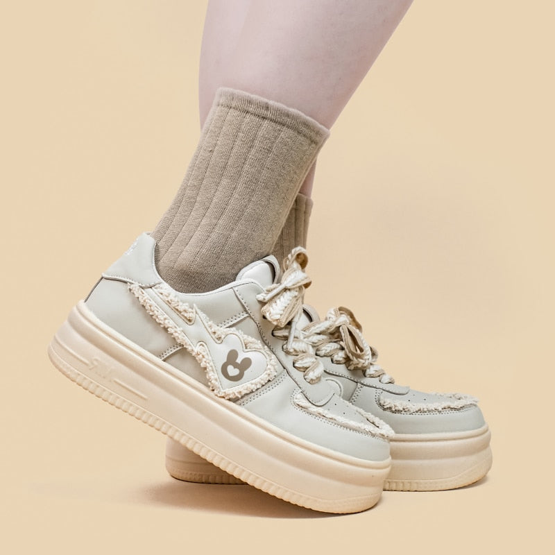 Beige bunny wedge sneakers - bunny - footwear - kawaii - new - shoes