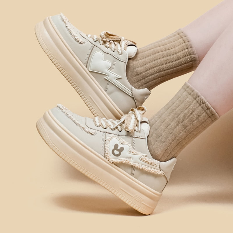 Beige bunny wedge sneakers - bunny - footwear - kawaii - new - shoes