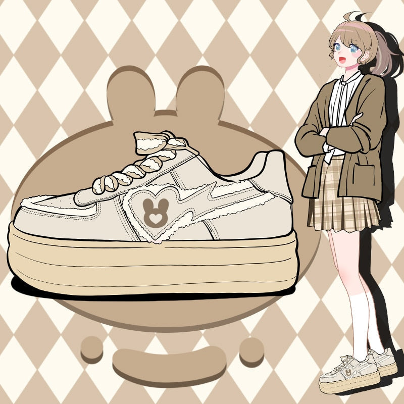 Beige bunny wedge sneakers - bunny - footwear - kawaii - new - shoes