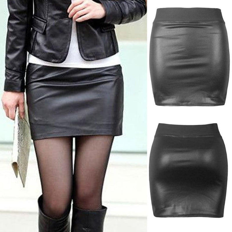 Black leather pencil skirt - black skirt - goth - gothic - leather