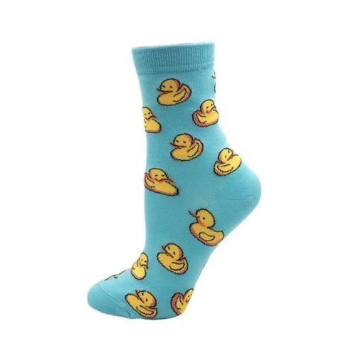 Kawaii blue baby duck socks rubber ducky cotton print