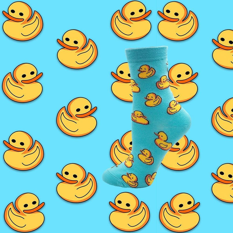 Kawaii blue baby duck socks rubber ducky cotton print