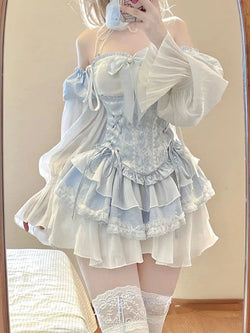 Blue babydoll ruffled outfit set - blue - dollette - dress - kawaii - lace