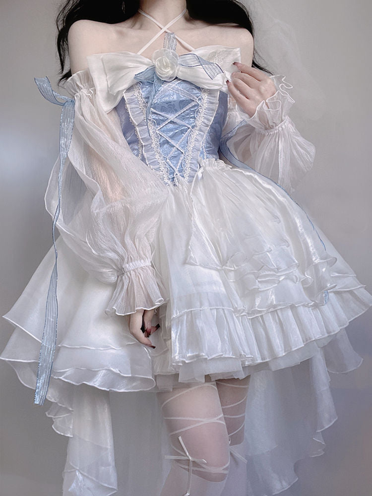 Elegant Blue Fairy Princess Corset Layered Dress