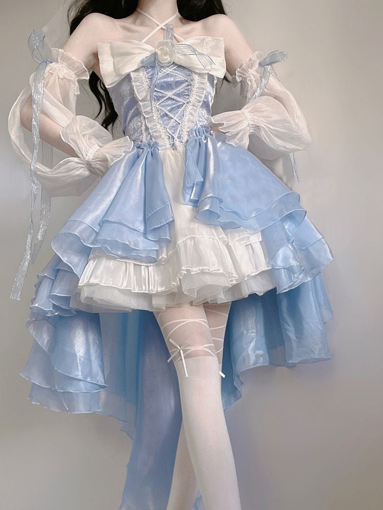Elegant Blue Fairy Princess Corset Layered Dress | Kawaii Babe Blue / XL Elegant Blue Fairy Princess Corset Layered Dress | Kawaii Babe Blue / XL