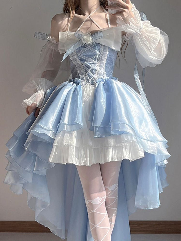 Elegant Blue Fairy Princess Corset Layered Dress | Kawaii Babe Elegant Blue Fairy Princess Corset Layered Dress | Kawaii Babe