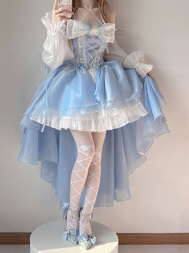 Elegant Blue Fairy Princess Corset Layered Dress