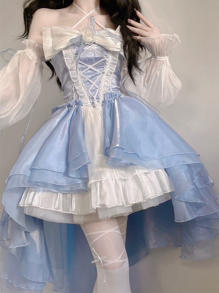 Elegant Blue Fairy Princess Corset Layered Dress | Kawaii Babe Blue / XL Elegant Blue Fairy Princess Corset Layered Dress | Kawaii Babe Blue / XL