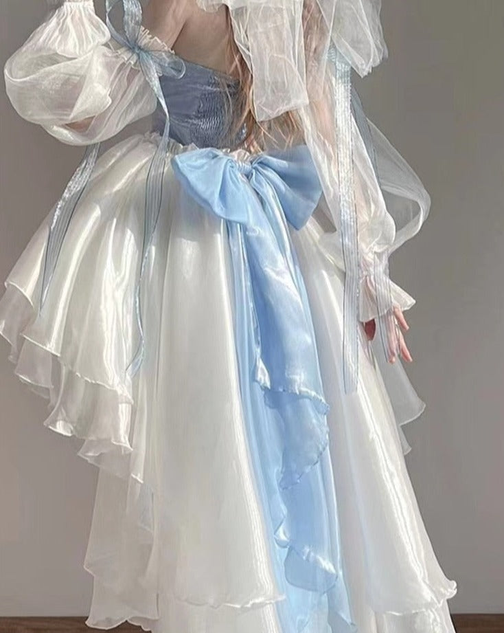 Elegant Blue Fairy Princess Corset Layered Dress