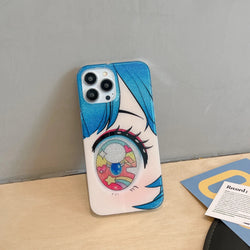 Kawaii Blue Glittery Anime Eye iPhone Protective Case