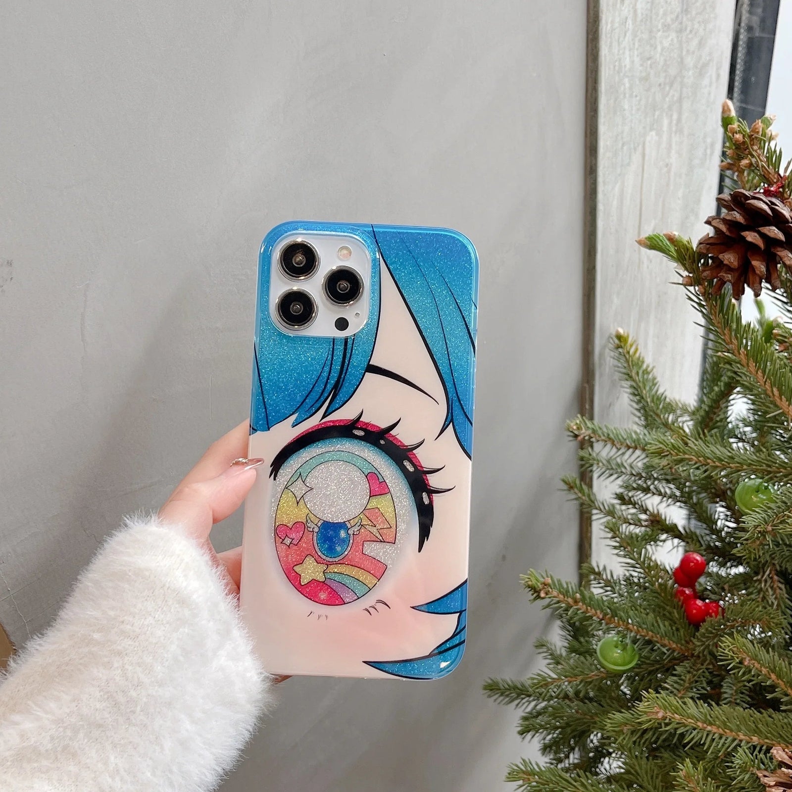 Blue Glittery Anime Eye iPhone Protective Case – Kawaii Babe