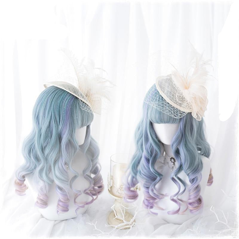 Blue purple ombre long wig - cosplay - wig - curly hair - harajuku - kanekalon