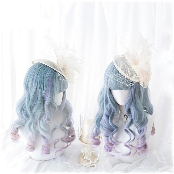 Blue purple ombre long wig - cosplay - wig - curly hair - harajuku - kanekalon