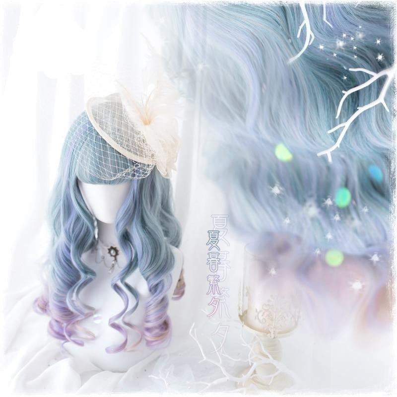 Blue purple ombre long wig - cosplay - wig - curly hair - harajuku - kanekalon