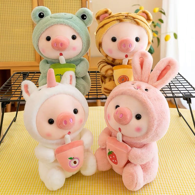 Boba piggy plushie - boba - bubble tea - kawaii - babe - pig