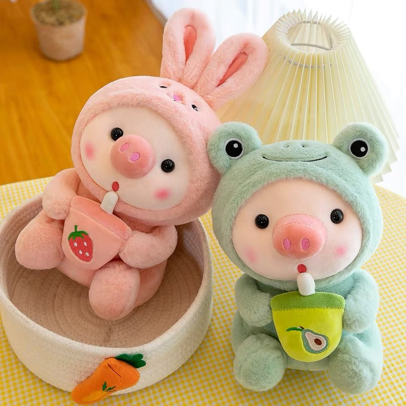 Boba piggy plushie - boba - bubble tea - kawaii - babe - pig