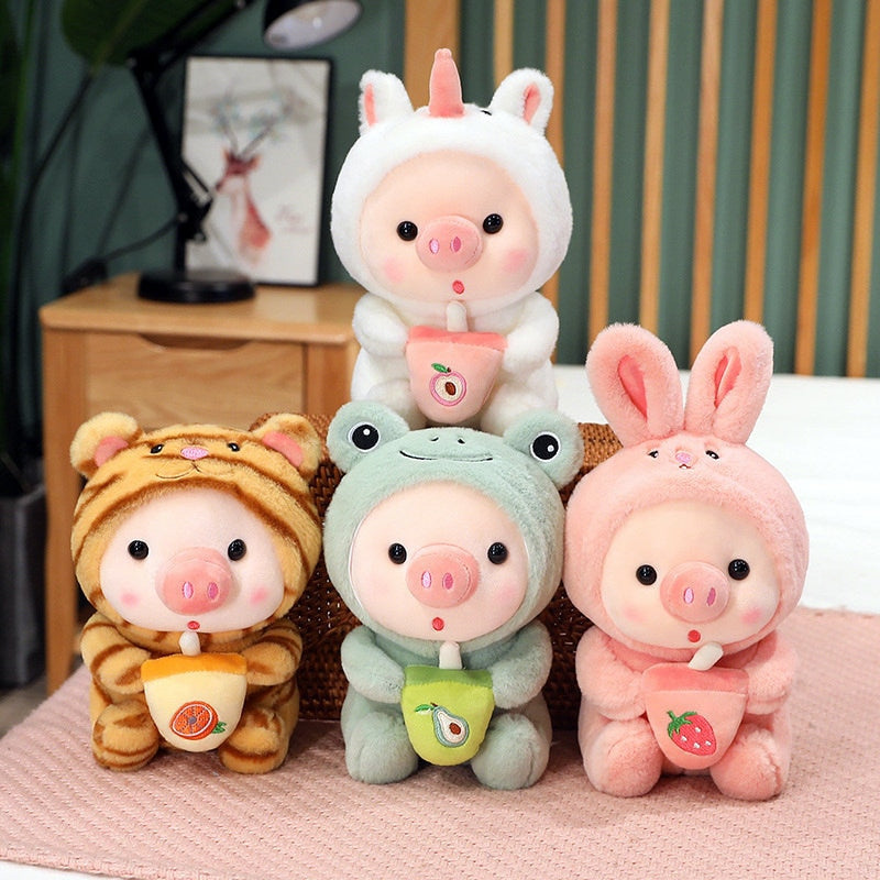 Boba piggy plushie - boba - bubble tea - kawaii - babe - pig