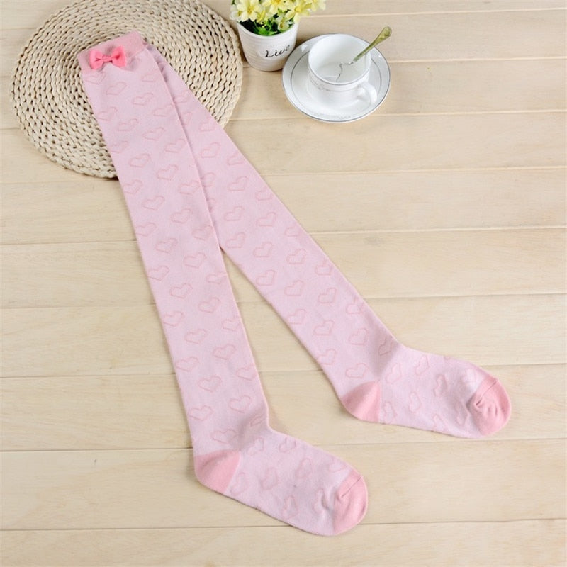 Bows & hearts thigh highs - kawaii - lovecore - socks - stockings