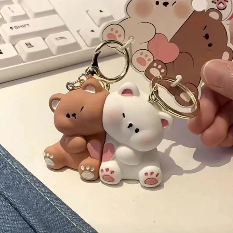 Magnetic Animal Couple Keychain Set with Cute Bears or Puppy