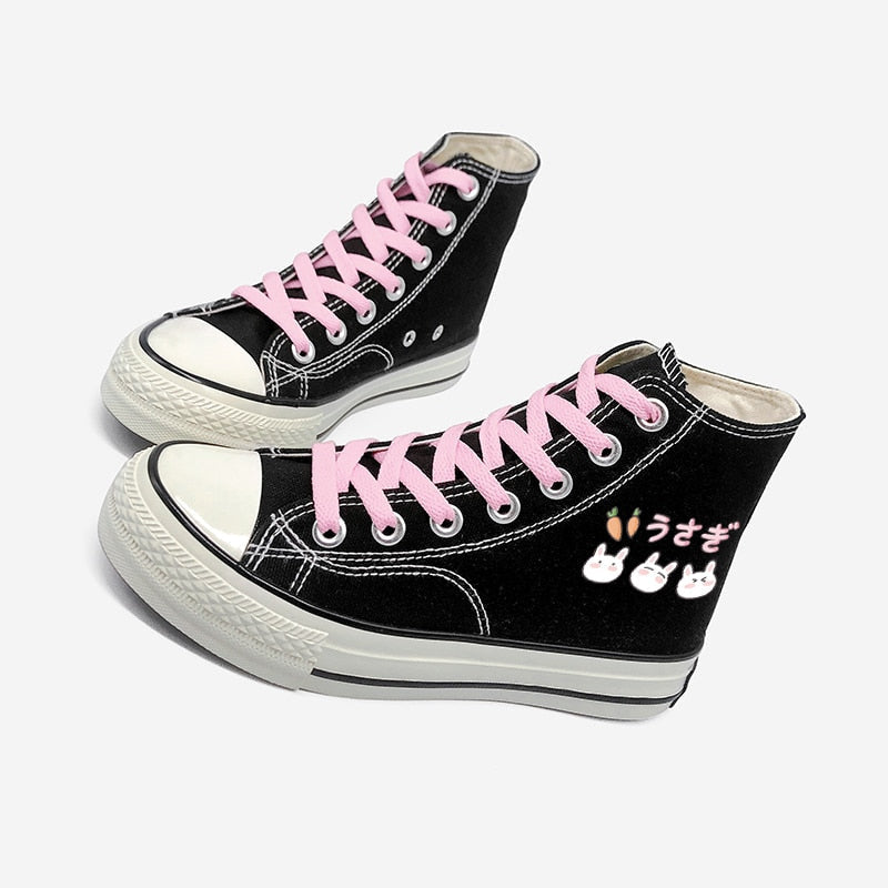 Bunny carrot high top sneakers - bunny - canvas - footwear - high tops - kawaii