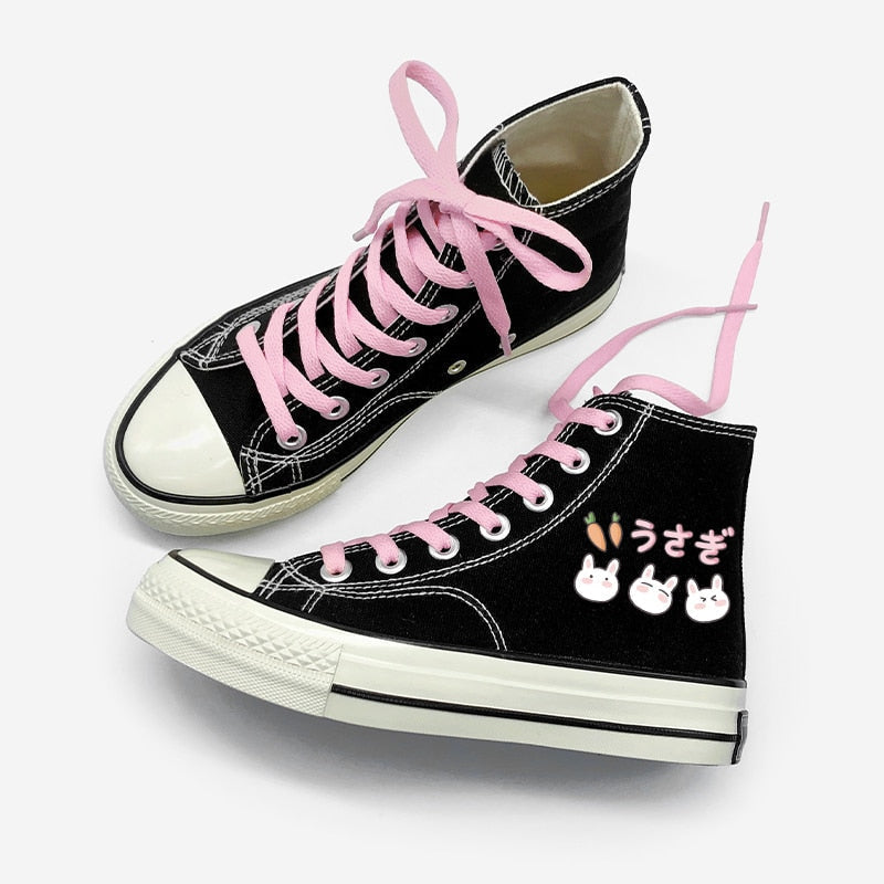 Bunny carrot high top sneakers - bunny - canvas - footwear - high tops - kawaii