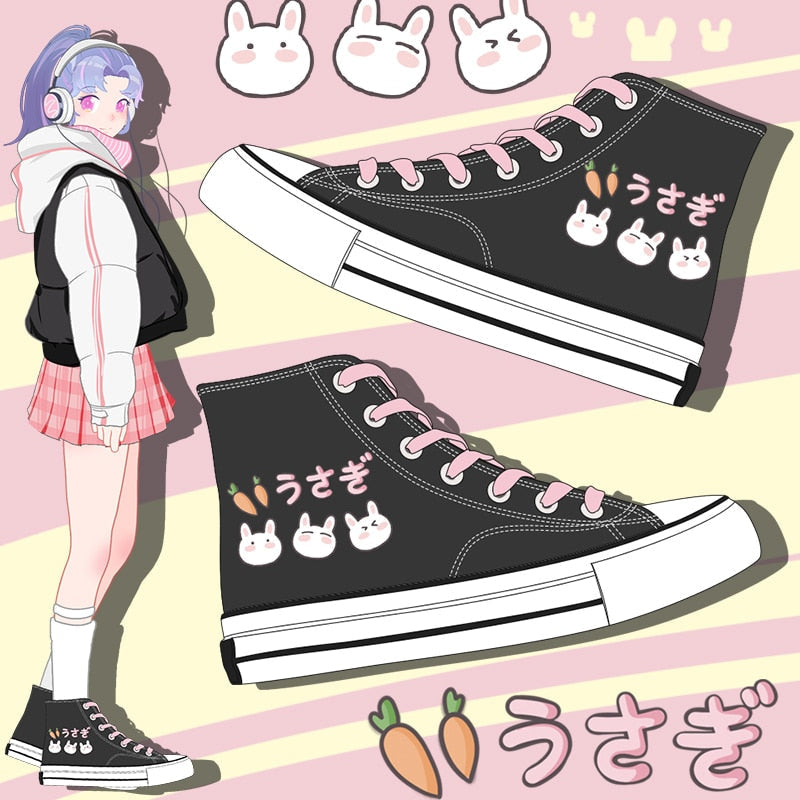 Bunny carrot high top sneakers - bunny - canvas - footwear - high tops - kawaii