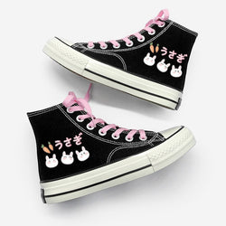 Bunny carrot high top sneakers - bunny - canvas - footwear - high tops - kawaii