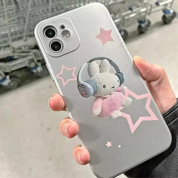 Bunny headphone iphone case - bunny - iphone - kawaii - miffy - phone case