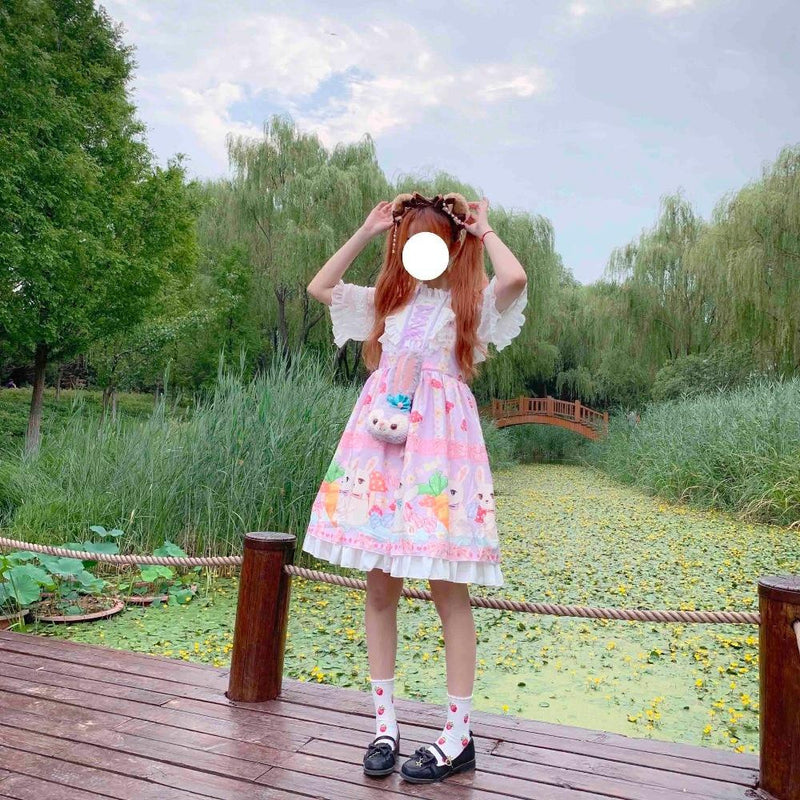 Bunny parade dress - bunnies - bunny dress - rabbit - carrots - cat