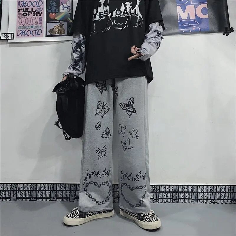 Butterfly baddie baggy pants - butterfly - kawaii - pants - plus size - y2k