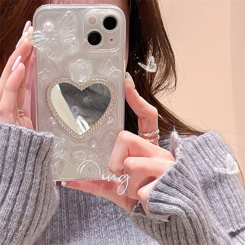 Fairycore Angelcore Butterfly Heart Mirror iPhone Case | Kawaii Babe Fairycore Angelcore Butterfly Heart Mirror iPhone Case | Kawaii Babe