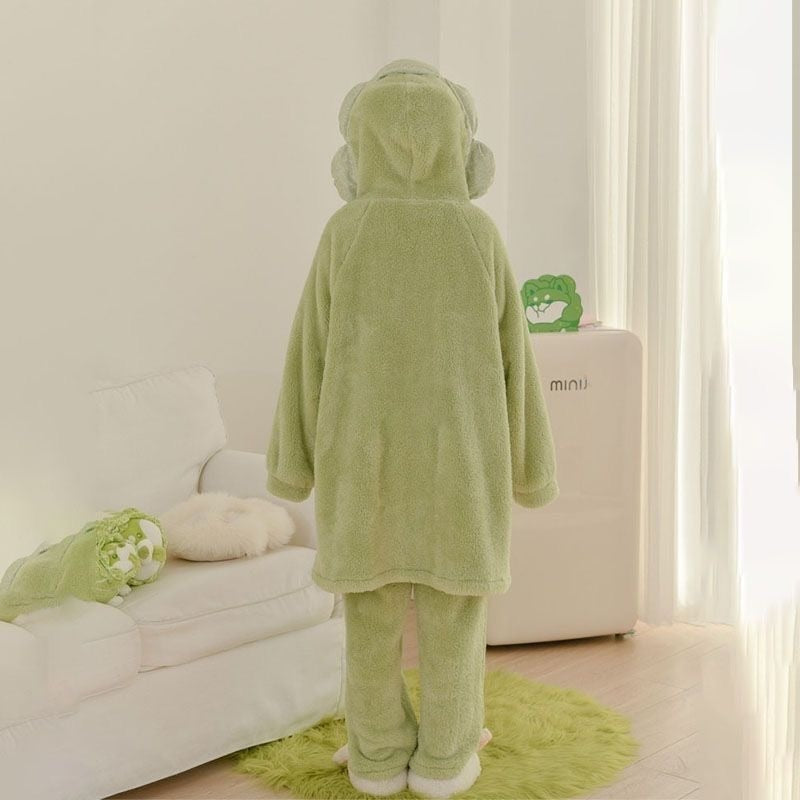 Cabbage shiba inu pajama set - fuzzy - kawaii - long sleeve - outit set - pajamas