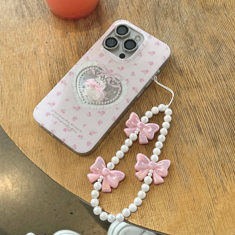 Cameo kitty iphone case with chain - bows - butterfly - dollette - hearts - kawaii